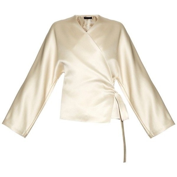 THE ROW Haki Satin light gold kimono top - Picture 2 of 9